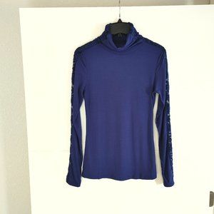 Women's PattyBoutik Long Sleeve Turtleneck - lace on sleeves all the way to neck